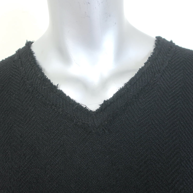Isabel Marant Raw-Edged Oversized Poncho Black Linen-Blend One Size