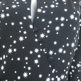 Jonathan Simkhai Star Print Puff Sleeve Wrap Dress Black Crepe Size 12