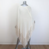 The Perfext Fringed Cashmere Poncho Sweater Cream One Size
