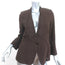 Max Mara Puro Lino Drape-Front Blazer Dark Brown Linen Size 46 One-Button Jacket