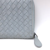 Bottega Veneta Intrecciato Zip Around Wallet Light Blue Leather