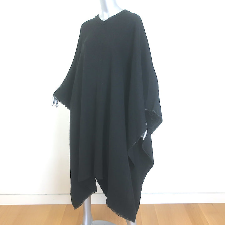 Isabel Marant Raw-Edged Oversized Poncho Black Linen-Blend One Size