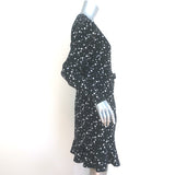 Jonathan Simkhai Star Print Puff Sleeve Wrap Dress Black Crepe Size 12