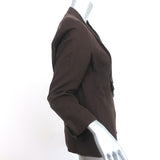Max Mara Puro Lino Drape-Front Blazer Dark Brown Linen Size 46 One-Button Jacket