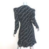 Jonathan Simkhai Star Print Puff Sleeve Wrap Dress Black Crepe Size 12