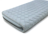 Bottega Veneta Intrecciato Zip Around Wallet Light Blue Leather