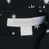 Jonathan Simkhai Star Print Puff Sleeve Wrap Dress Black Crepe Size 12