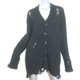 Mihara Yasuhiro Distressed Cable Knit Cardigan Black Mohair-Blend Size 38