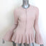 Jonathan Simkhai Zip-Front Peplum Cardigan Blush Ribbed Knit Size Medium