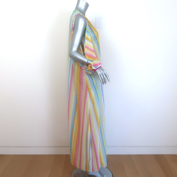 Missoni Cutout Zig Zag Striped Cover-Up Maxi Dress Multi Stretch Mesh Size Small