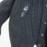Mihara Yasuhiro Distressed Cable Knit Cardigan Black Mohair-Blend Size 38