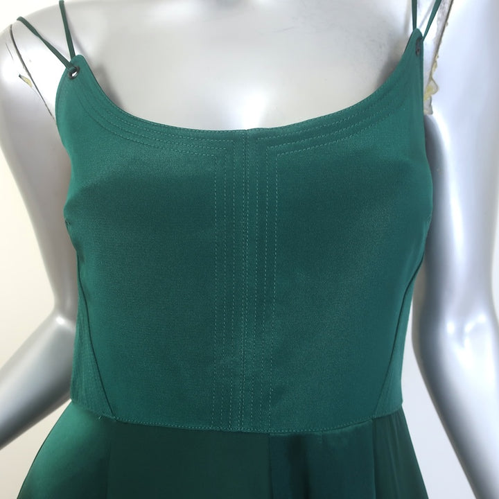 La Ligne Aurora Silk Crepe &amp; Charmeuse Midi Dress Emerald Size Small NEW