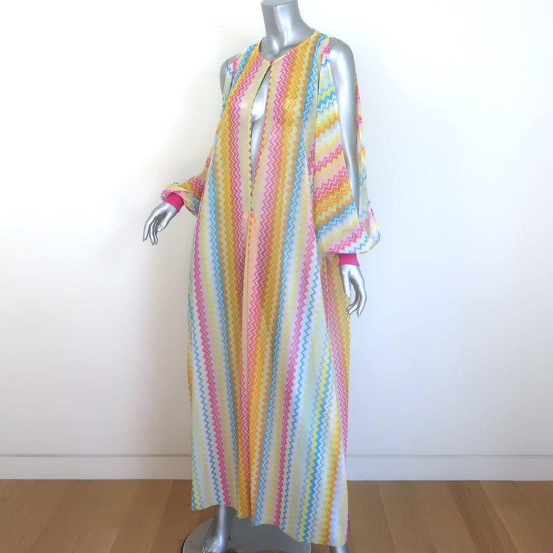 Missoni Cutout Zig Zag Striped Cover-Up Maxi Dress Multi Stretch Mesh Size Small
