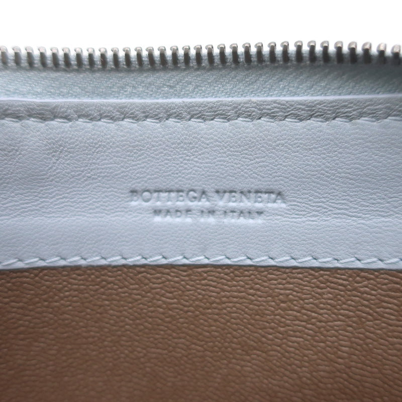 Bottega Veneta Intrecciato Zip Around Wallet Light Blue Leather