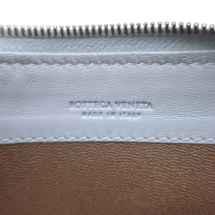 Bottega Veneta Intrecciato Zip Around Wallet Light Blue Leather