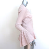 Jonathan Simkhai Zip-Front Peplum Cardigan Blush Ribbed Knit Size Medium