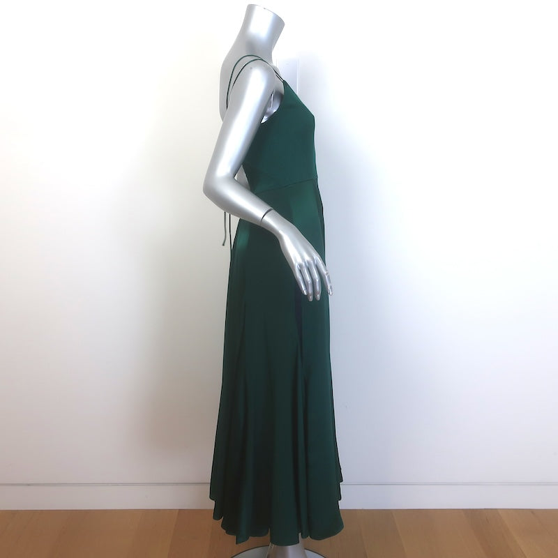 La Ligne Aurora Silk Crepe &amp; Charmeuse Midi Dress Emerald Size Small NEW