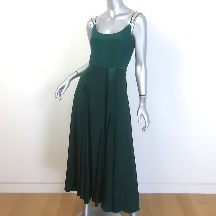La Ligne Aurora Silk Crepe &amp; Charmeuse Midi Dress Emerald Size Small NEW