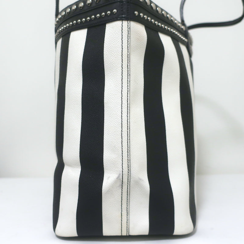 Givenchy Large Antigona Tote Black &amp; White Striped Coated Canvas Shoulder Bag