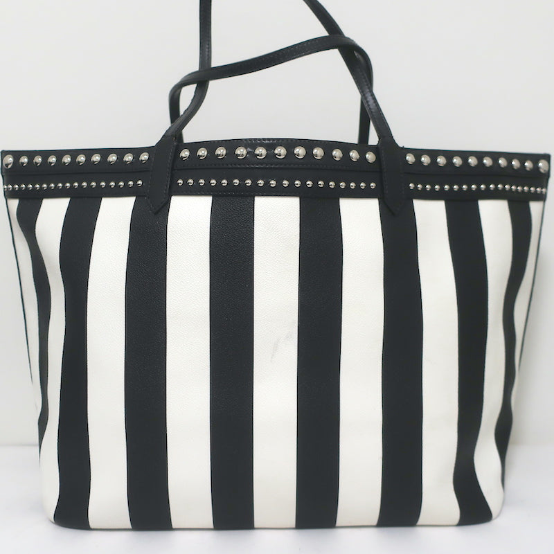 Givenchy Large Antigona Tote Black &amp; White Striped Coated Canvas Shoulder Bag