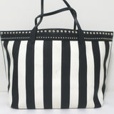 Givenchy Large Antigona Tote Black & White Striped Coated Canvas Shoulder Bag