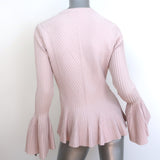 Jonathan Simkhai Zip-Front Peplum Cardigan Blush Ribbed Knit Size Medium