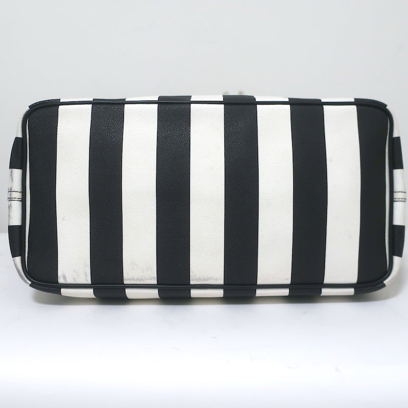 Givenchy Large Antigona Tote Black &amp; White Striped Coated Canvas Shoulder Bag