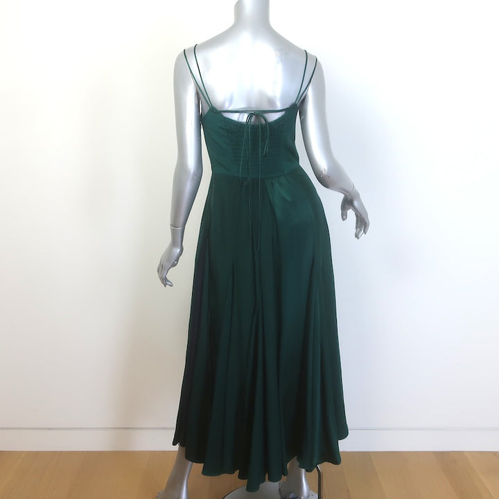 La Ligne Aurora Silk Crepe &amp; Charmeuse Midi Dress Emerald Size Small NEW