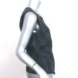 Vivienne Westwood Red Label Top Blue/Gray Checked Linen Size 44 Sleeveless Vest