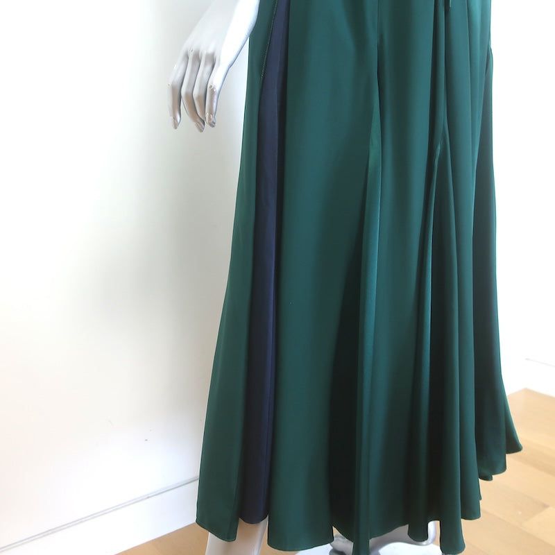 La Ligne Aurora Silk Crepe &amp; Charmeuse Midi Dress Emerald Size Small NEW