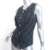 Vivienne Westwood Red Label Top Blue/Gray Checked Linen Size 44 Sleeveless Vest
