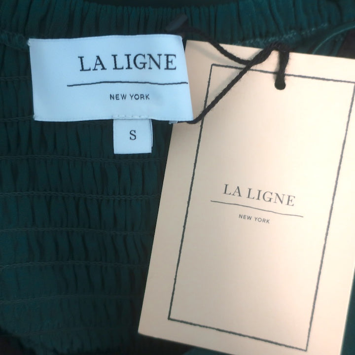 La Ligne Aurora Silk Crepe &amp; Charmeuse Midi Dress Emerald Size Small NEW