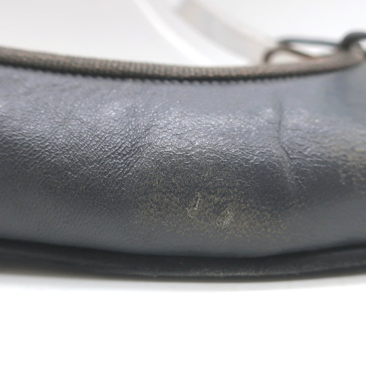 Chanel CC Cap Toe Ballet Flats Dark Gray Leather Size 36