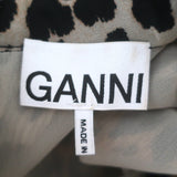 Ganni Pleated Leopard Print Midi Dress Brown Georgette Size 38