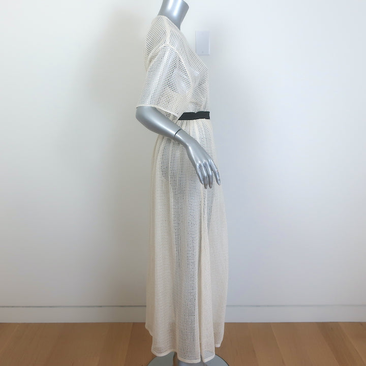 Prada Triangle Logo Mesh Maxi Dress Ivory Size 40
