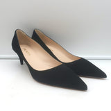 Prada Pointed Toe Kitten Heel Pumps Black Suede Size 37 NEW