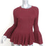 Jonathan Simkhai Bell Sleeve Peplum Top Cabernet Ribbed Knit Size Small