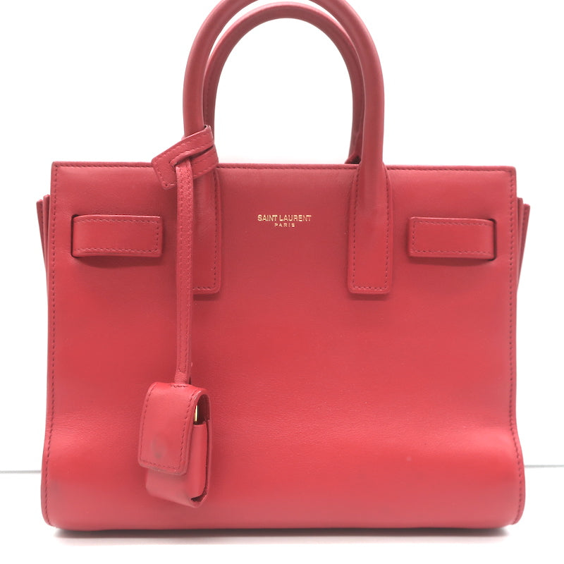 Saint Laurent Sac de Jour Nano Tote Red Leather Crossbody Bag