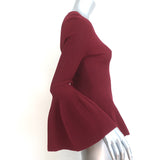 Jonathan Simkhai Bell Sleeve Peplum Top Cabernet Ribbed Knit Size Small