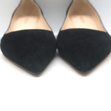 Prada Pointed Toe Kitten Heel Pumps Black Suede Size 37 NEW