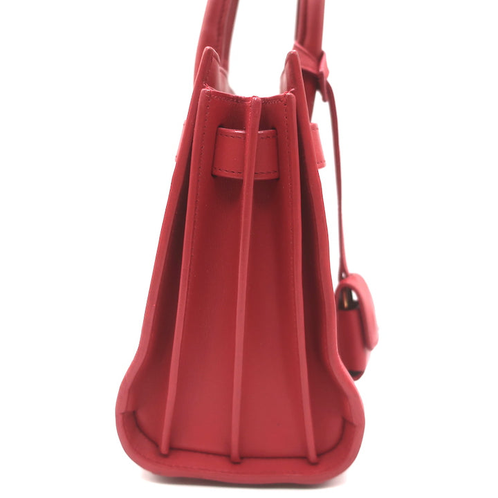 Saint Laurent Sac de Jour Nano Tote Red Leather Crossbody Bag