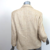 Ralph Lauren Collection Herringbone Blazer Jacket Beige Silk Size 10