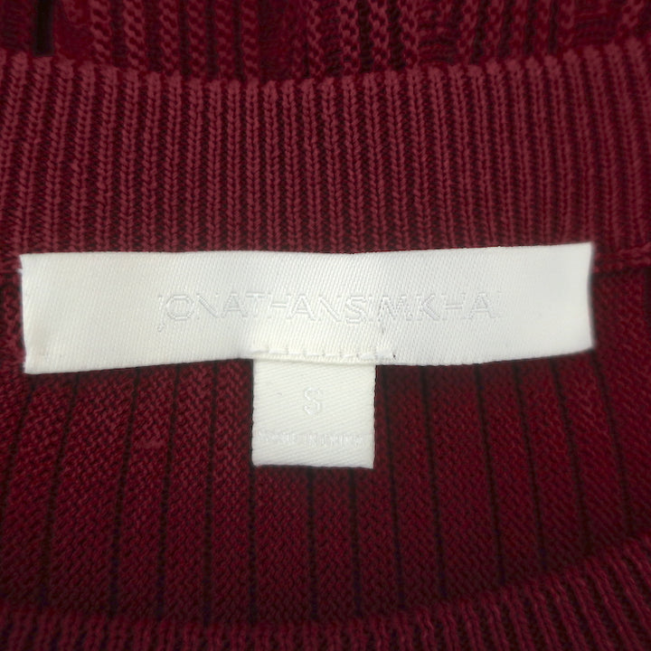 Jonathan Simkhai Bell Sleeve Peplum Top Cabernet Ribbed Knit Size Small