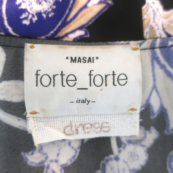 forte_forte Long Sleeve Maxi Wrap Dress Black Paisley Print Silk Satin Size 1