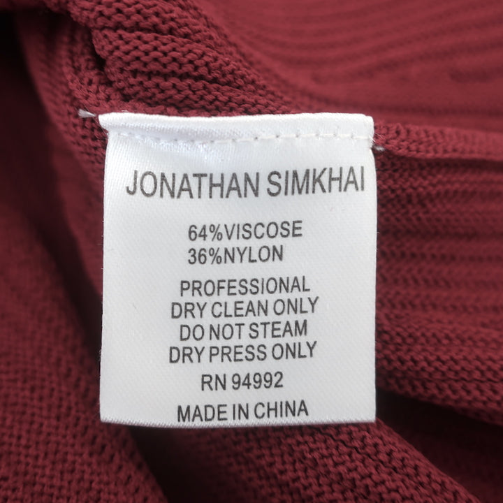 Jonathan Simkhai Bell Sleeve Peplum Top Cabernet Ribbed Knit Size Small