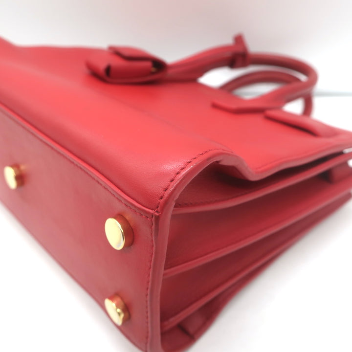 Saint Laurent Sac de Jour Nano Tote Red Leather Crossbody Bag