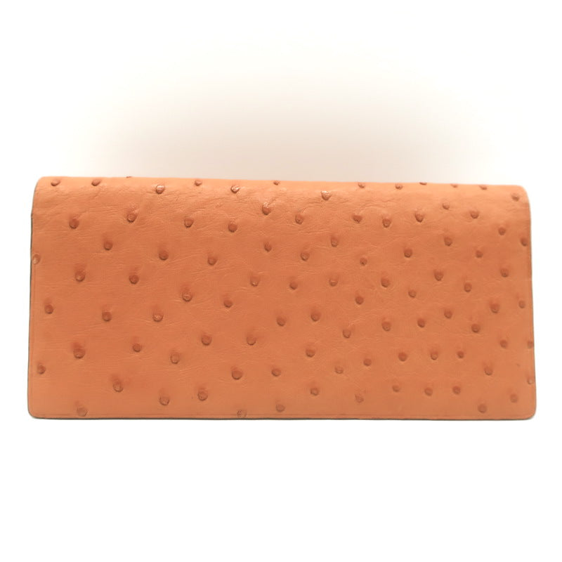 Il Bussetto Ostrich Long Bi-Fold Wallet Orange