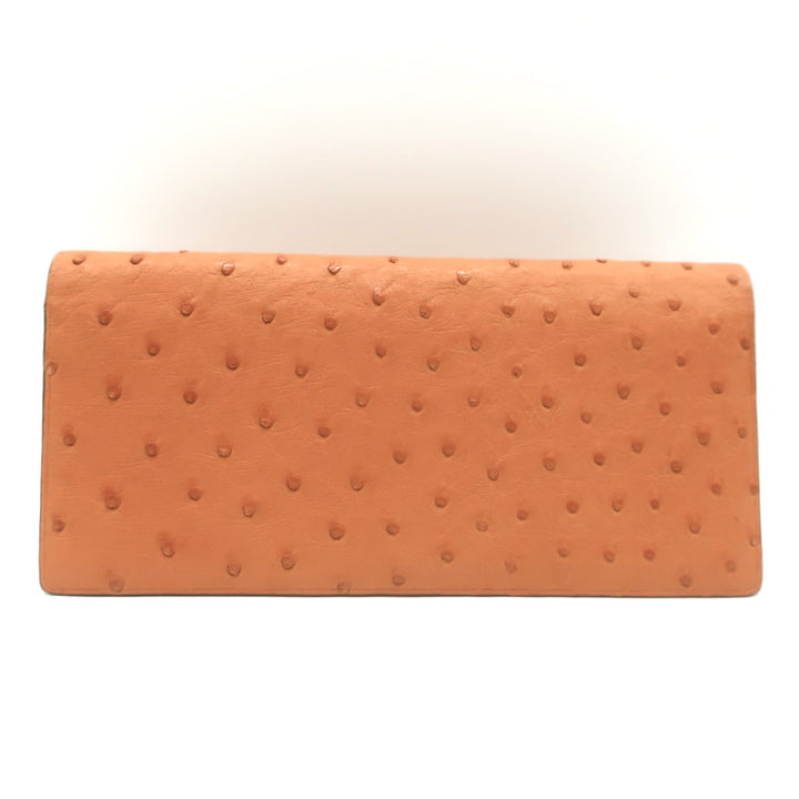 Il Bussetto Ostrich Long Bi-Fold Wallet Orange