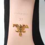 Prada Pointed Toe Kitten Heel Pumps Black Suede Size 37 NEW