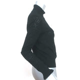 Veronica Beard Half-Zip Sweater Silvi Black Pointelle Knit Size Small